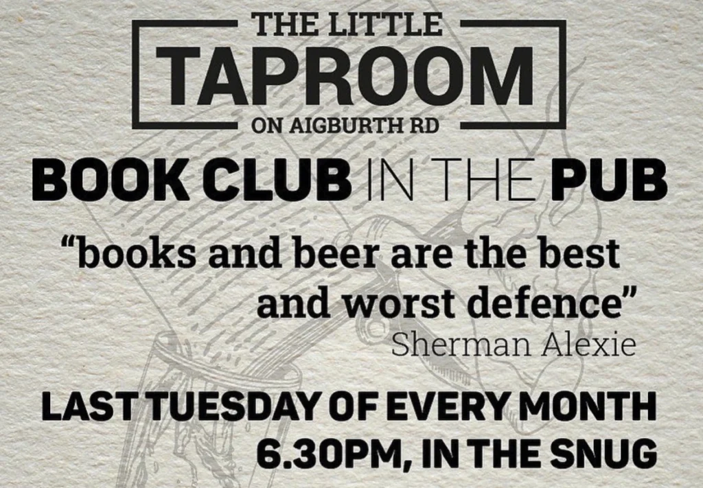 Book Clubs in Liverpool: Meetups, Libraries, Pubs & More 2 Book Club In The Pub Promotional Poster with info on