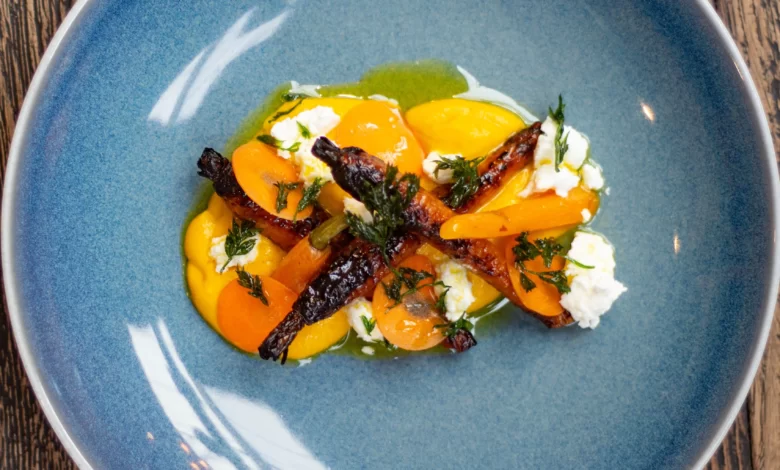Barnacle - Carrots, 92 Degrees Coffee, goat’s curd and hazelnut