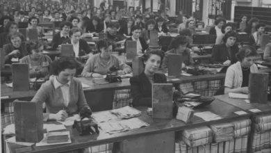 Littlewoods Camaraderie Remembered At Museum of Liverpool Exhibition 17 Littlewoods ladies working on pools floor, counting results. Edge Lane