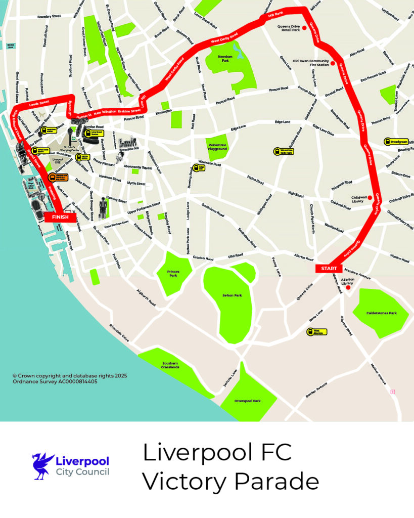 Liverpool FC Victory Parade Route & Map 2025 2 LFC Victory Parade Map May 2025