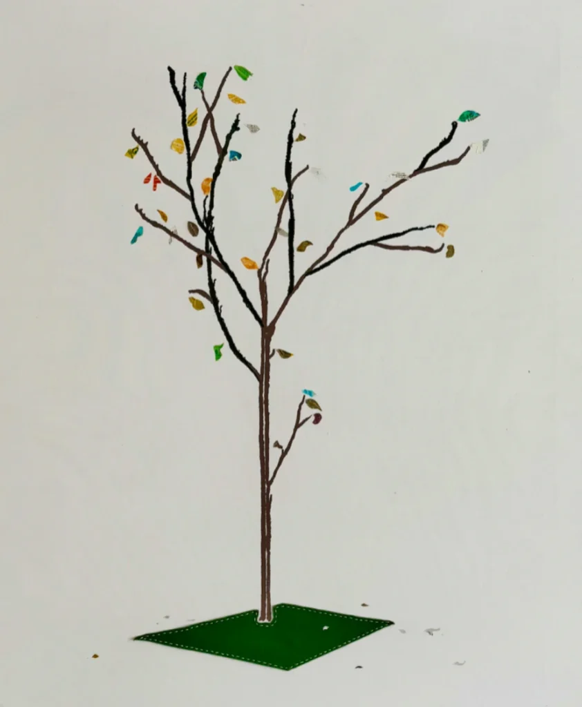 Creative Spotlight: In Conversation - Blaise Drummond 2 Blaise Drummond - Its Hard To Be A Saint in the City. Acrylic and collage (2007) Courtesy of the Kinrade Family Collection
