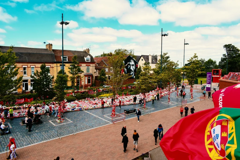 Liverpool FC In Focus: A Season of Resilience and Remembrance 2 Liverpool FC Diogo Jota Tribute Outside Anfield