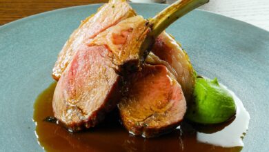 Barnacle Launches New Summer Menu Herb crusted rack of lamb