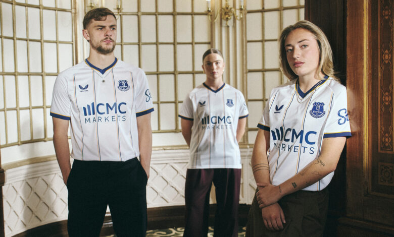 Everton Launch 2026 27 Away Kit Kiernan Dewsbury Hall Ruby Mace Ornella Vignola