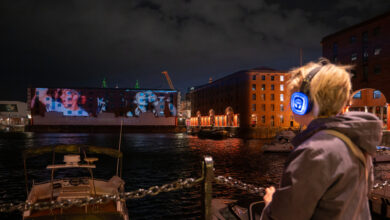 Royal Albert Dock Nightlife Celebration Projection. Credit Mark McNulty